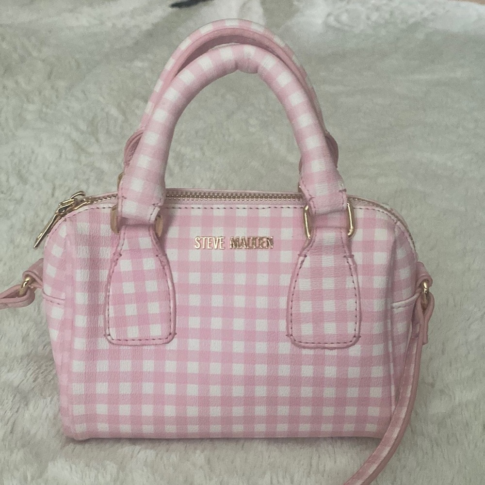 Steven Madden pink gingham purse